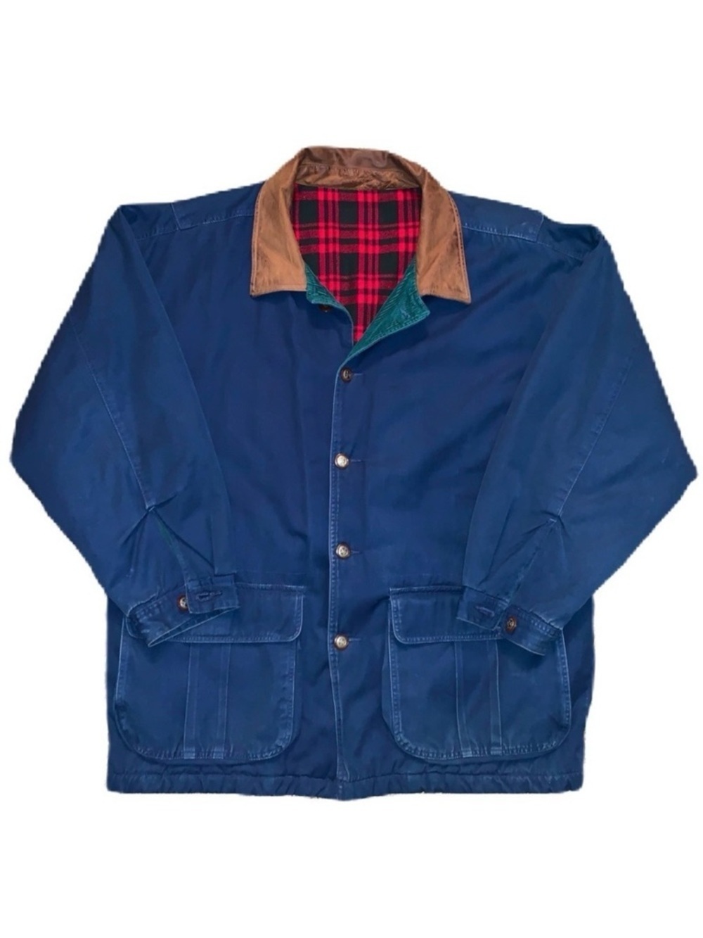 Vintage Barn Jacket XL Navy Blue Cotton Canvas Coat Utility Field Insulated